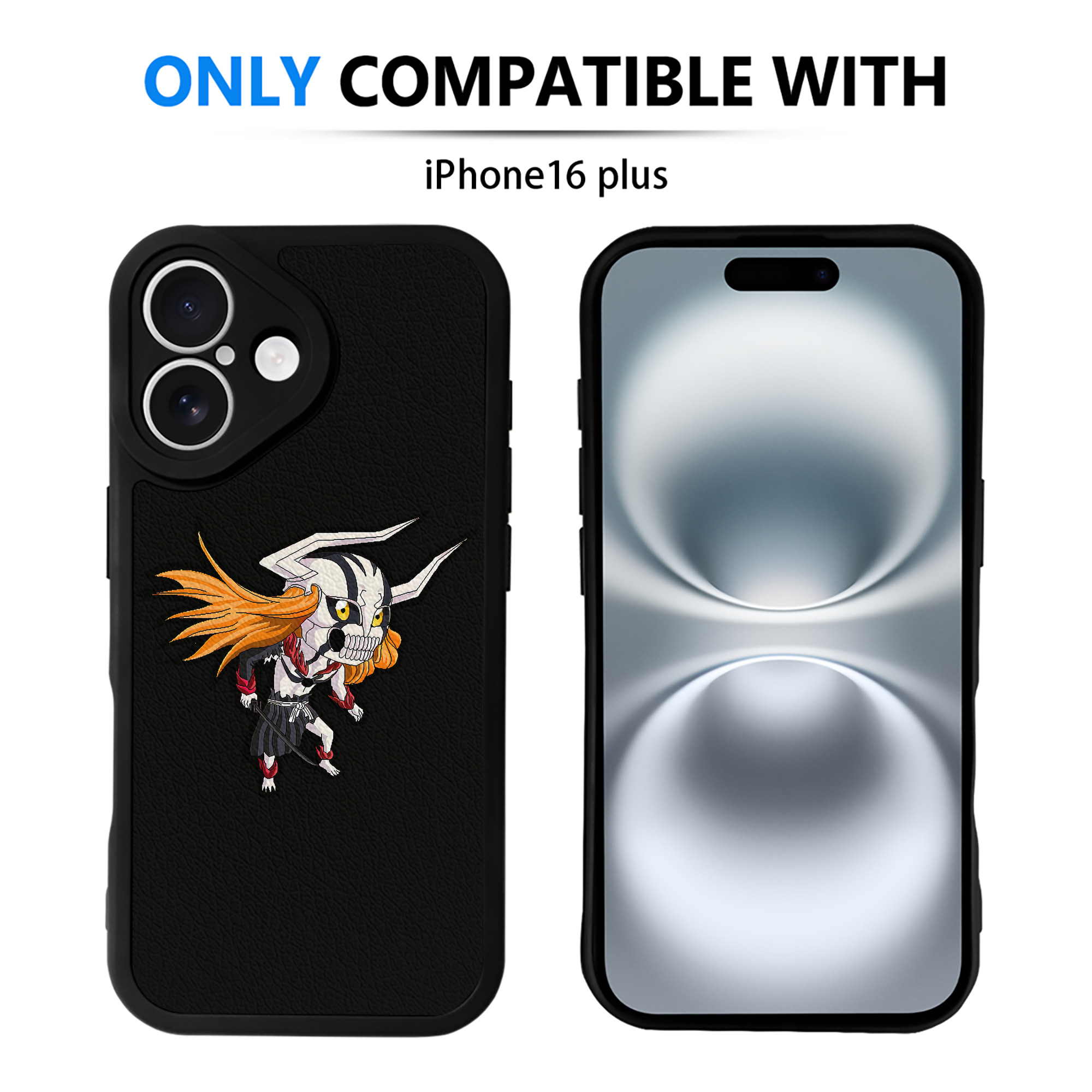 ブリーチ 黒崎一護（くろさき いちご）BLEACH Kurosaki Ichigo 【iPhone 16シリーズ対応】シリコンスマホケース（レザー調） 材質：シリコン